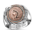 【New arrivals】Rong Yu American Eternal Spirit Indian Head Penny Ring Western Denim Two-color Commemorative Coin Ring for Men. 