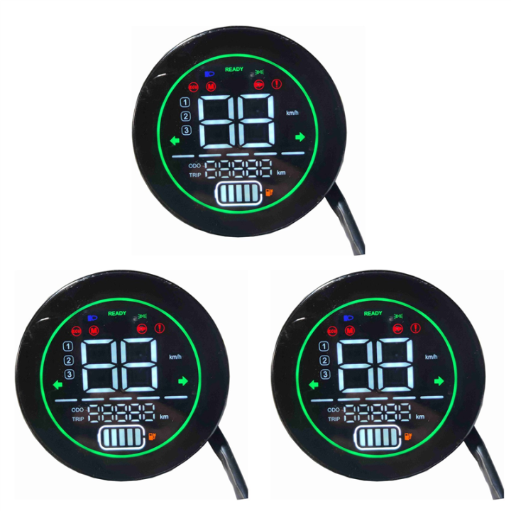 3X Electric Bike Speedometer Scooter Dashboard Indicator 48V 60V 72V Lead-Acid Battery LED Instrument Display