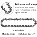 JAERBEE 8Pcs Mini Chainsaw Chain 4 Inch Guide Saw Chain 1/4 LP Pitch, 28 Sections for Electric Protable Handheld Chain Saw. 