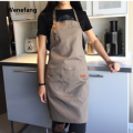 Wenefang Hanging Neck Canvas Apron Kitchen Cooking Apron Chef Waiter Cafe Barbecue Barber Apron Kitchen Accessories. 