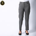 Boss Lady Dark Grey Cotton Front Button Formal Pant For Women. 