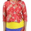 Red Floral Printed Sunuwar (Kirat) Dress Set For Women. 