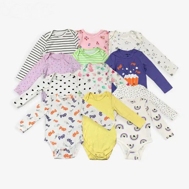 Full Sleeve Baby Romper Set - 6 Pcs| Assorted Color|0-36M