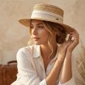 Casual Boho Flat Top Straw Hat Wide Brim Visor Weave Hat Breathable UV Protection Cap Holiday. 