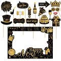 Fashion Paper Photo Booth Props Black Gold Happy New Year Photo Frame Party Supplies Christmas Gift Xmas Photo Supplies New Year. 