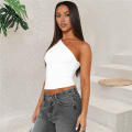 Women's one shoulder backless vest White S. 