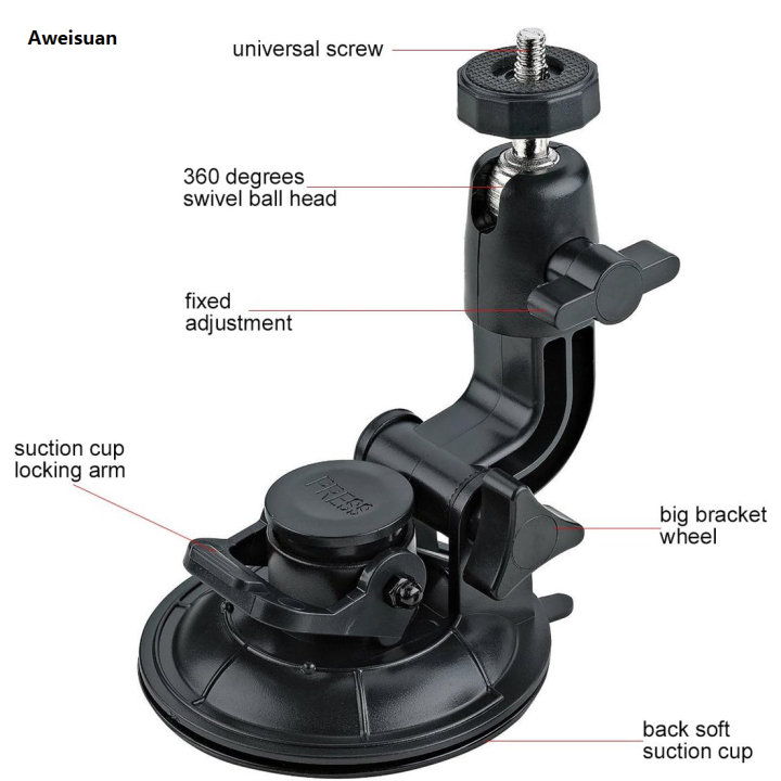 Aweisuan%209CM%20Car%20Suction%20Cup%20Universal%20Phone%20Holder%20Adjustable%201/4%20Adapter%202025%20For%20GoPro%2013%2012%2011%2010%209%20Insta360%20Osmo%20Action%205%204%203%20Smart%20phone%20-%20Image%204