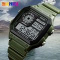 SKMEI 1299 Military Sporty Led Digital Watch for Men - Army Green. 
