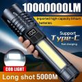 New Ultra Bright LED Flashlight TYPE-C Rechargeable Work Light Waterproof COB Side Light Camping Lantern Outdoor Hiking. 