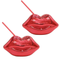 2 PCS,Hot Red Lips Disco Ball Cups ,for Bachelorette , Single Girl Supplies,Removable and Reusable. 