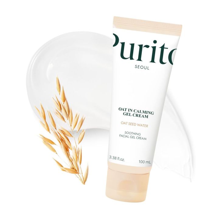 PURITO Oat In Calming Gel Cream | Soothing solution for Sensitive Skin | Lightweight, Non-Comedogenic, Fragrance-Free, Vegan & Cruelty-free | Korean Skincare, 100mL 3.38 fl.oz