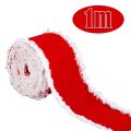 Portable 1/5m Christmas Decoration Red Ribbons DIY 5cm Wide Christmas Bows White Fur Edge Wreath Bows Christmas Decoration. 