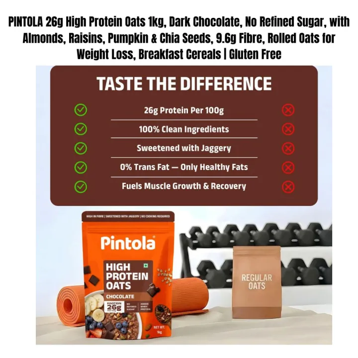 PINTOLA%2025g%20High%20Protein%20Oats%20400g,%20Dark%20Chocolate,No%20Refined%20Sugar,%20with%20Almonds%20Raisin,%20Pumpkin%20and%20Chia%20Seeds,%208g%20Fibre,%20Rolled%20Oats%20for%20weight%20loss,%20Breakfast%20Cereals%20%7C%20Gluten%20Free%20%7C%20Pintola%20Protein%20Oats%20Chocolate%20%7C%20Pintola%20protein%20oats%20400g%20dark%20choc%20-%20Image%204