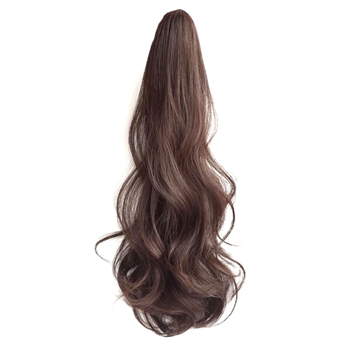 Dark Brown Wig Female Ponytail Grab Clip Ponytail Clip Wig Wavy Wig Style Hip- High Ponytail Natural Forcing Fake Ponytail Female Braid