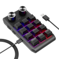 Custom Keyboard Hotswap Keypad Volume Button Programming Macro Gaming Black, 12 Keys 2 Knob Bluetooth. 