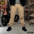 VIRJEANS (VJC836) Cargo Box Joggers 6 Pocket Pant For Men-Khaki. 