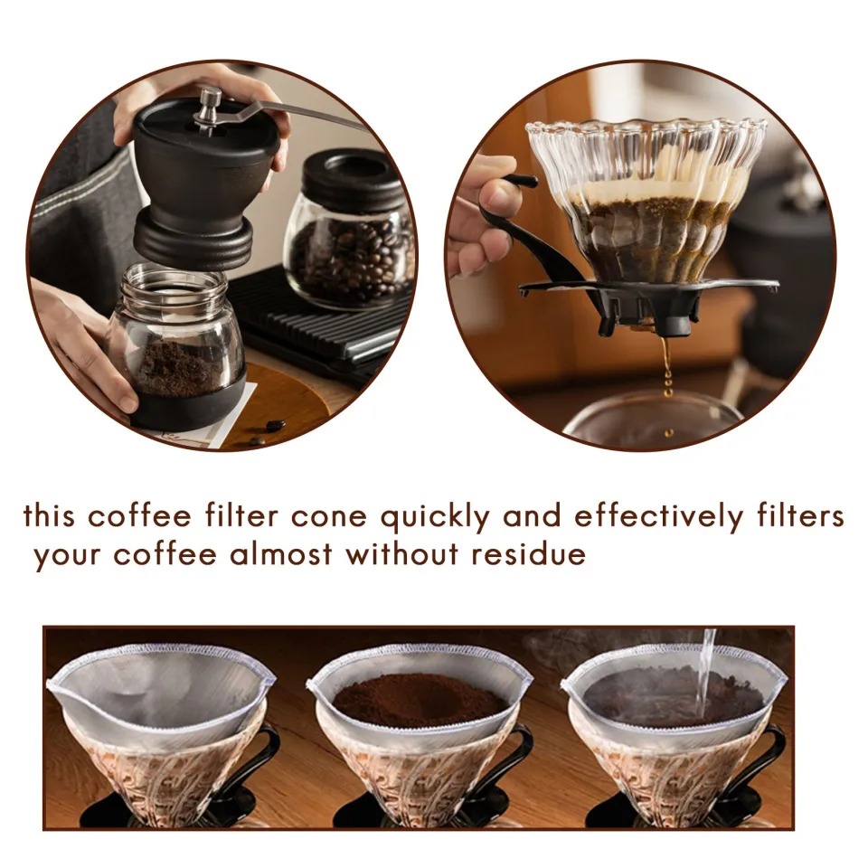 Reusable Pour over Coffee Filter Stainless Steel Fine Mesh Coffee Filter Drip Cone Paperless Universal Coffee Filter Daraz .np