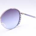 Blue/Silver Circular Sunglasses For Women. 