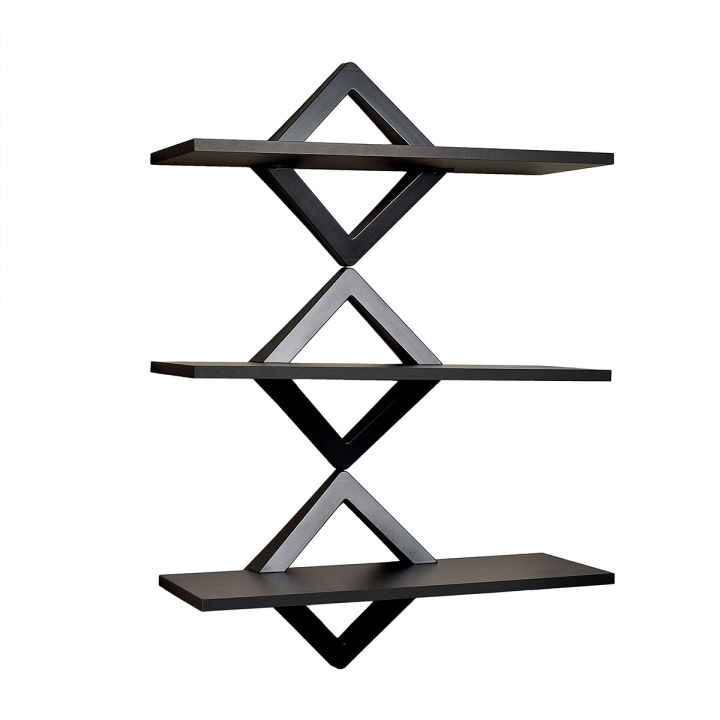 Home Wall Décor Beautiful Floating Diamond Shelf Rack In Black (3 Pc)