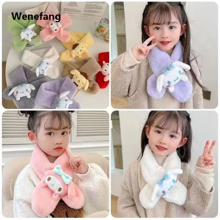 Wenefang%20Sanrio%20Plush%20Scarf%20Kuromi%20Melody%20Children's%20Winter%20Plush%20Scarf%20%E3%80%902025%20Version%E3%80%91%20Cinnamoroll%20Pochacco%20Imitation%20Rabbit%20Fur%20Baby%20Neck%20Thickened%20-%20Image%202