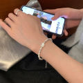 【Mega Sale】Natural Pearl Silver Cat Female Girl Style Niche Luxury Cute Hand Jewelry. 