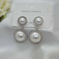 Jewels of Nepal S925 Circular Faux Pearl Drop Dangling Earrings For Women. 