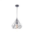 Black Metal Diamond Shape Single Hanging Light. 