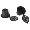6 Reusable Capsules Refillable Coffee Capsule Filter Compatible with coffee machines with Coffee Spoon brush (6, Black). 