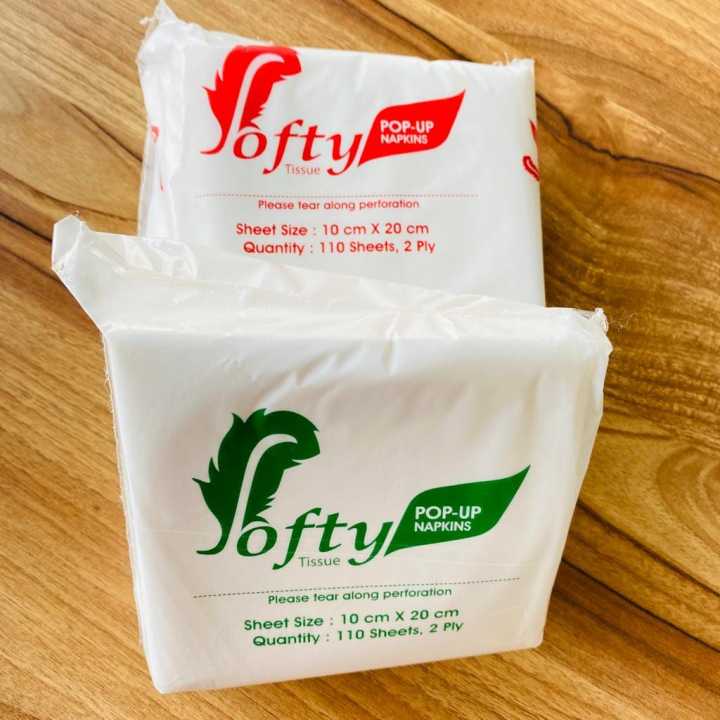Softy Tissue 2 Ply Super Soft Pop-Up Napkin 110 Sheets - Pack Of 2