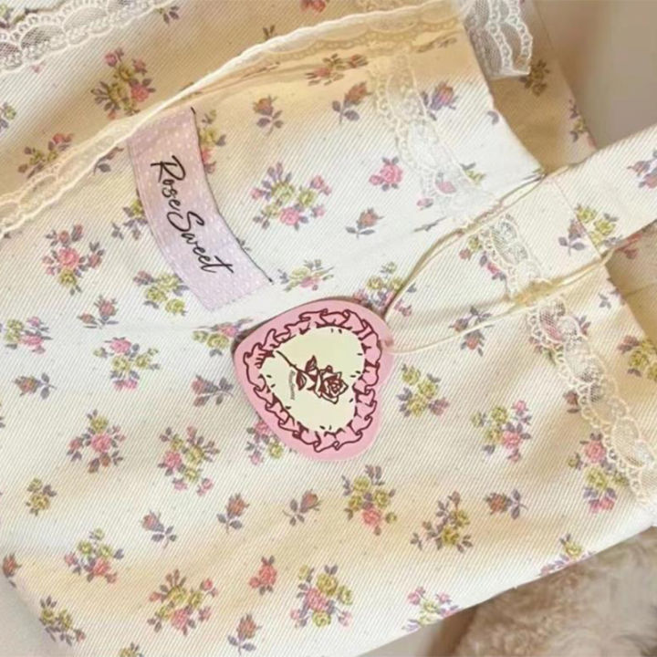 Large%20Capacity%20Fragmented%20Flowers%20Pattern%20Tote%20Bag%20Fashion%20Sweet%20With%20Lace%20Bow%20Storage%20Handbags%20Canvas%20Handbag%20Creek%20-%20Image%203