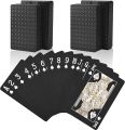 Joyoldelf Black Playing Cards, Cool Black Foil Decks of Cards, Waterproof Playing Cards & Flexible Poker Cards with Box, Great for Party, Game, Cardistry, Magic Trick. 