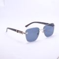 Rimless Golden Black Square Sunglasses For Men. 