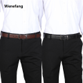 Wenefang Men Genuine Leather Belt 100cm 110cm 120cm 130cm 140cm 150cm 160cmReversible Buckle Brown and Black Business Dress Belts for Men. 