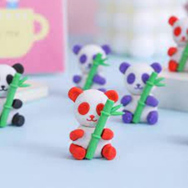 1Pcs Creative Cute Panda & Bamboo Shaped Eraser,