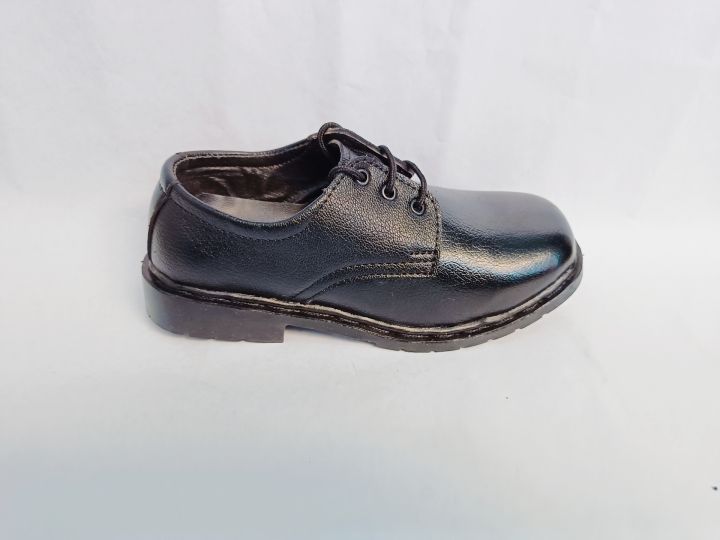 Black Leather School Shoes For Children