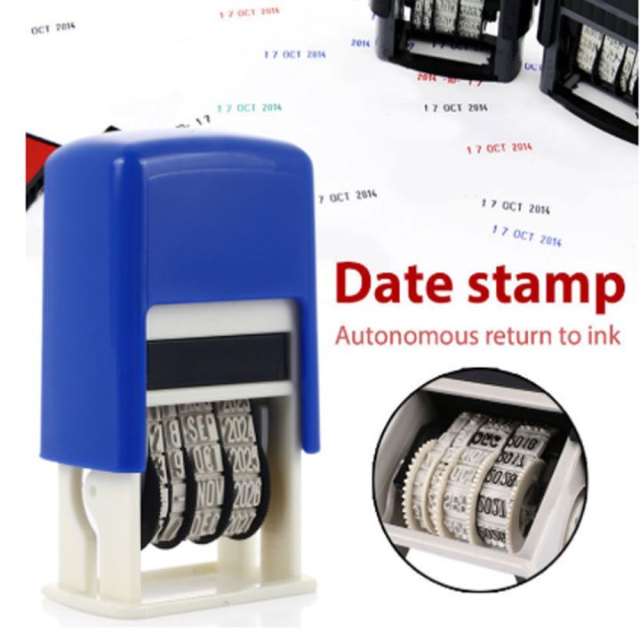 School Office Supplies DIY Square Ink Date Stamp Plastic Multicolor English Seals