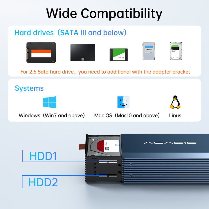 ACASIS 3.5-inch Dual Disk Enclosure Disk Array Box. RAID Mode Array ...