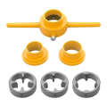 6Pcs PVC Thread Maker Tool Pipe Threader Plumbing Tool Kit Pipe Round Die Set with 3 Dies 1/2 In,3/4in and 1in NPT Die Set. 