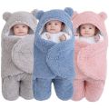 Newborn Baby Hooded Blanket Sleeping Bag Sack Swaddle Infant Winter Warm Fleece Receiving Blanket with Legs Knit Stroller  Wrap ( 0-8 ) Month. 