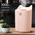 3L Double Nozzle Air Humidifier with LED Light - Ultrasonic Aromatherapy Diffuser, Heavy Fog, USB Powered. 