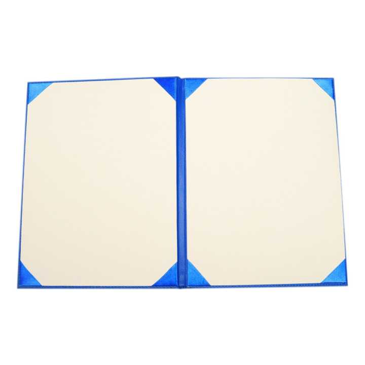 Blue PU Leather Plain Design College File Folder A4