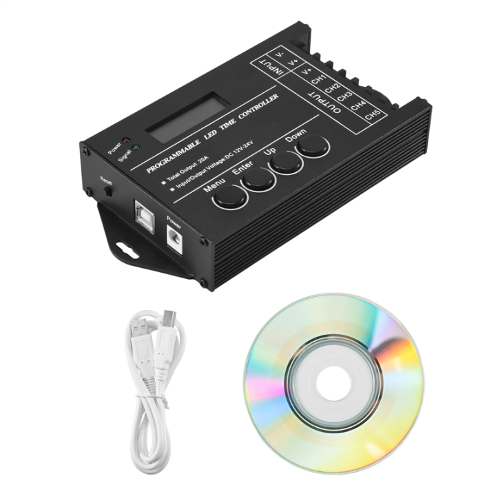 programmable RGB LED Controller DC12V-24V 5 Channel LED Timing dimmer ...