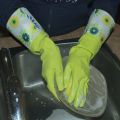 Long Sleeve Latex Kitchen Wash Dish-washing Gloves. 