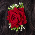 Faux Rose Flower Hair Embellishment For Women- Jewels of Nepal. 
