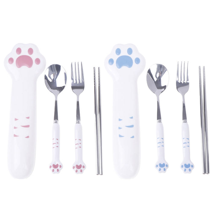 Portable%20Camping%20Spoon%20Set%20Cat's%20Paw%20Cartoon%20Stainless%20Steel%20Spoon%20Fork%20Chopsticks%20Tableware%20Student%20Outdoor%20Kitchen%20Accessories%20-%20Image%205