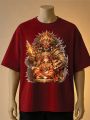 Kumari Artistic Printed T-Shirt – Maroon, Brown, Black. 