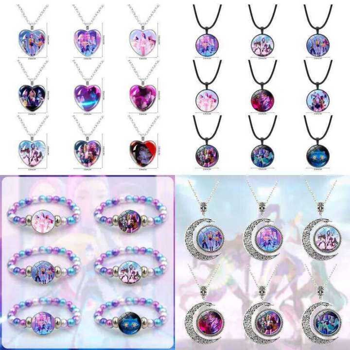 Kpop Demon Hunter Keychain Bracelet Fans Gifts Huntrix Hanging Pendants Heart Necklace Party Accessories