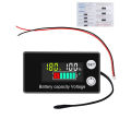 Battery Capacity Voltage Meter 8-100V with Alarm Temperature 12V 24V 36V 48V 72V 84V, LCD Digital Voltage Power Switch Meter Car RV Battery Power Indicator Panel Meter. 