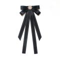 Fashion Polyester Ribbon Bowknot Brooch Pin Black Vintage Collar Pretied Necktie Clip Crystal Rhinestones Jewelry Bowtie Women. 
