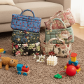 Retro Design Floral Pattern Bento Handbags Foldable Portable Shopper Bag Patchwork Design Cotton Material Storage Basket Home Textile Storage. 